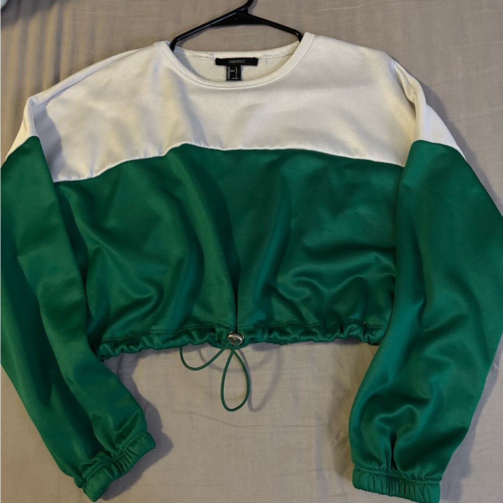 Green and White Women's Top